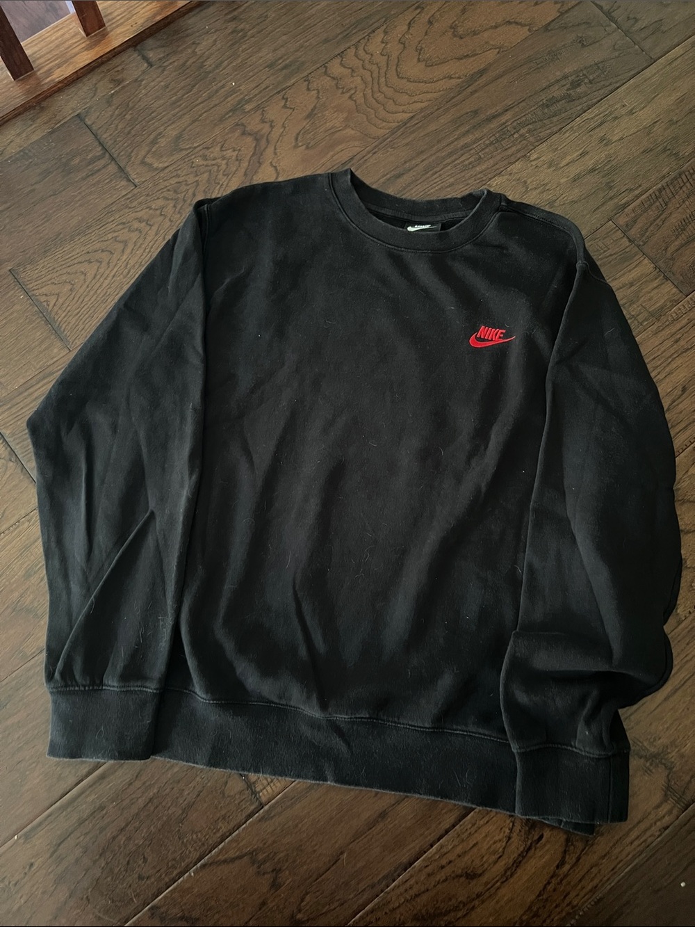 Nike Black Crewneck Sweatshirt with Red Swoosh